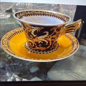 Rosenthal Versace Barocco Black and Gold Cup and Saucer